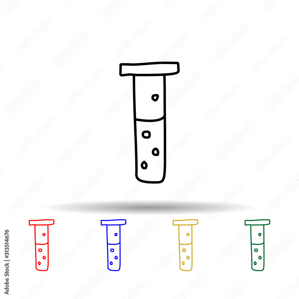 Poster vial with liquid sketch multi color style icon. simple thin line, outline vector of education icons 