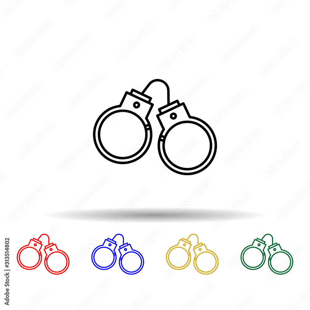 Poster handcuffs, law multi color style icon. simple thin line, outline vector of law and justice icons for