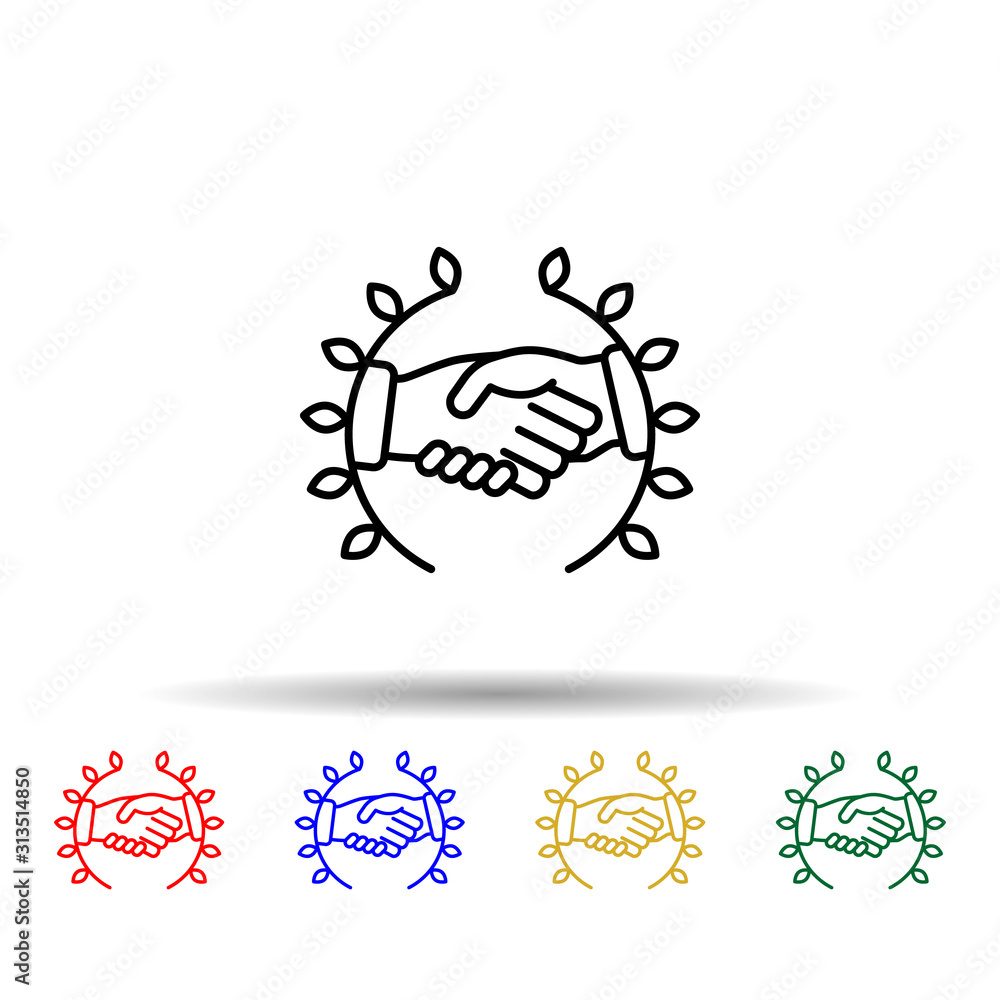 Poster handshake, agreement multi color style icon. simple thin line, outline vector of law and justice ico