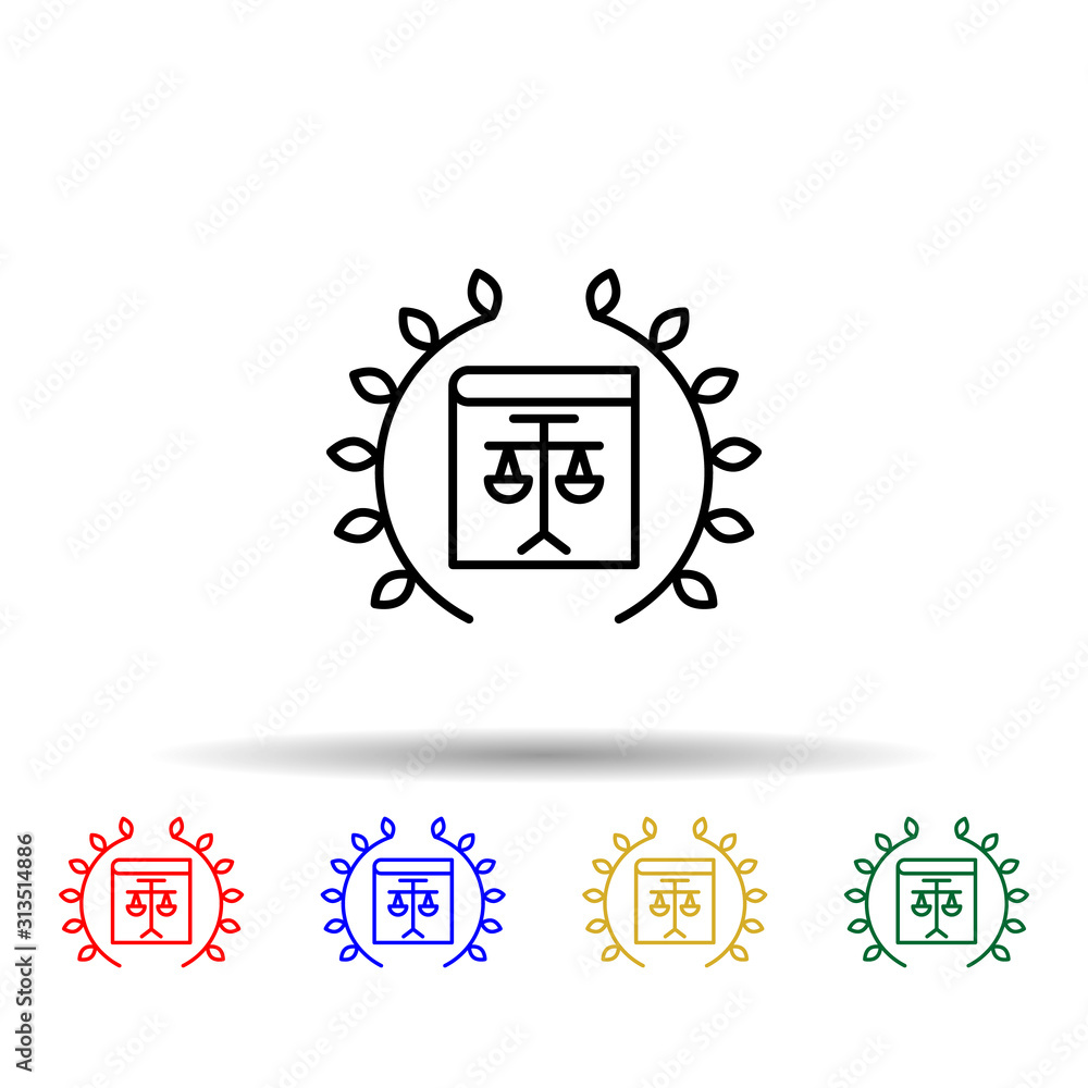 Poster justice, balance multi color style icon. simple thin line, outline vector of law and justice icons f