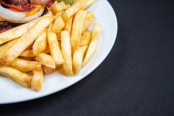 Chips portion detail on black background
