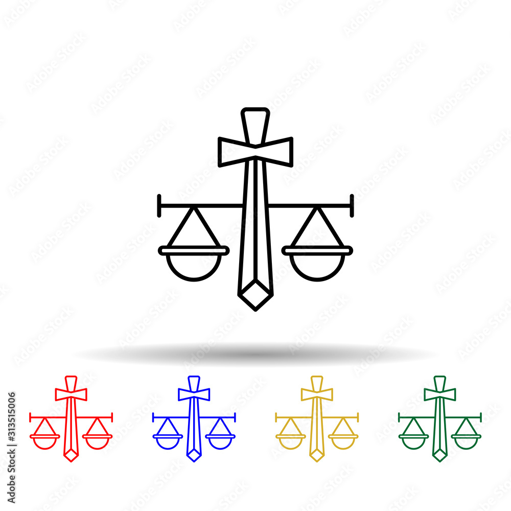 Poster justice, balance multi color style icon. simple thin line, outline vector of law and justice icons f