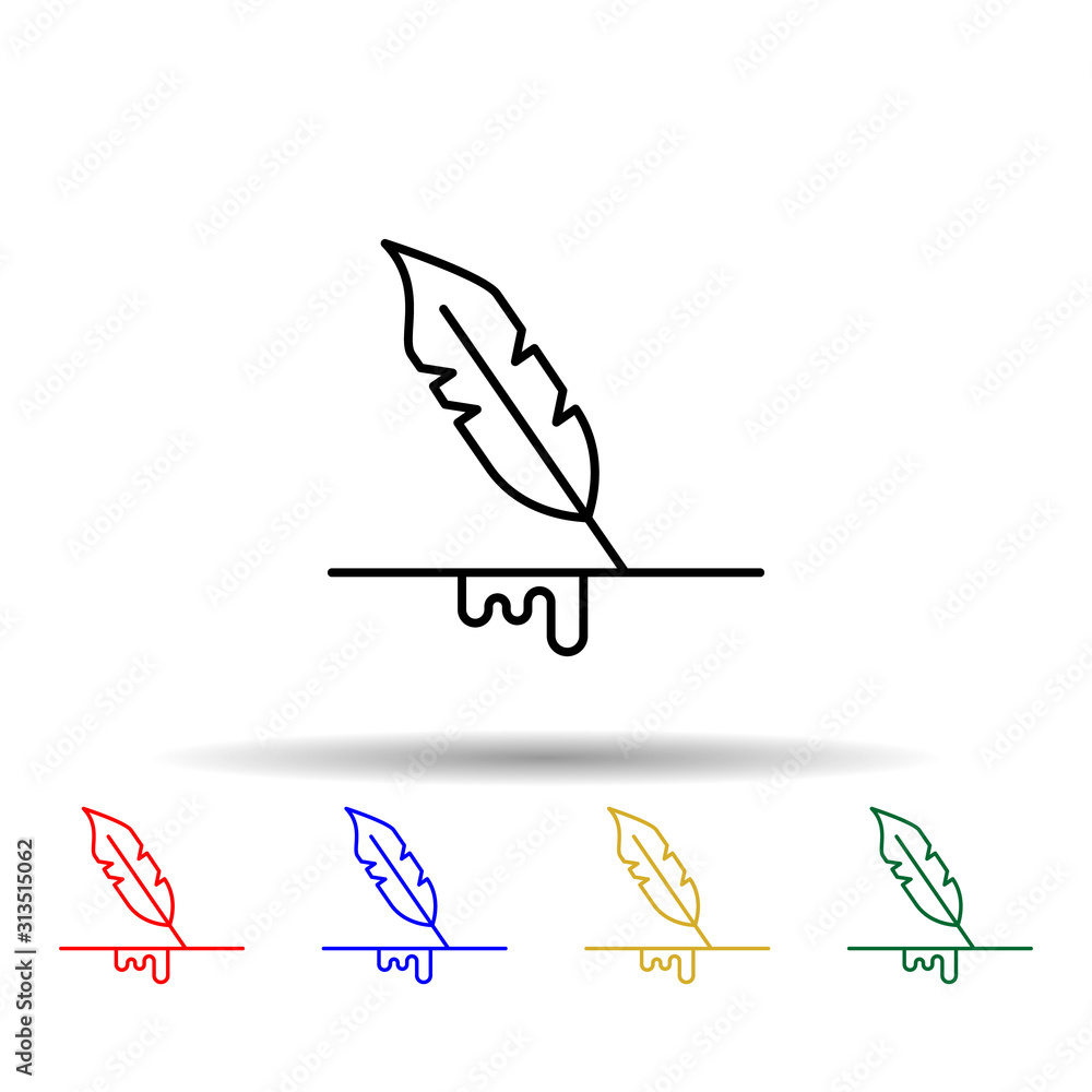 Poster writing, quill multi color style icon. simple thin line, outline vector of law and justice icons for