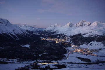 view of st. moritz in sunset