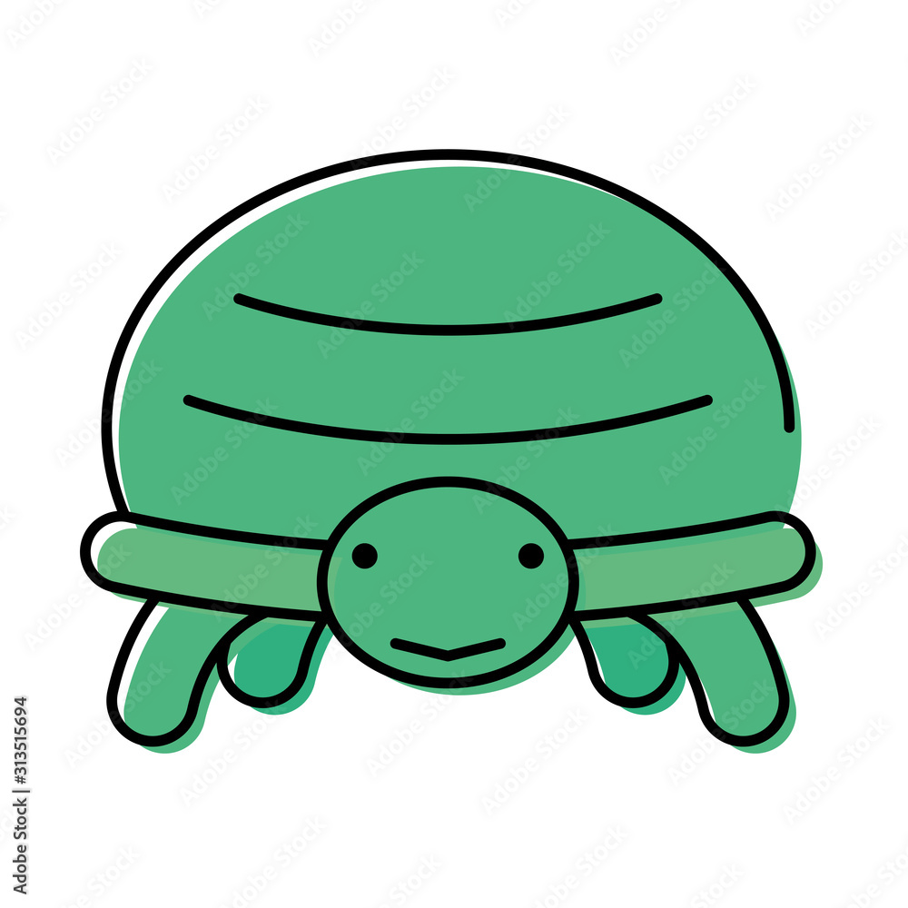 Sticker little turtle animal isolated icon