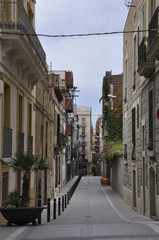 Fototapeta premium Street and alley in Barcelona Spain