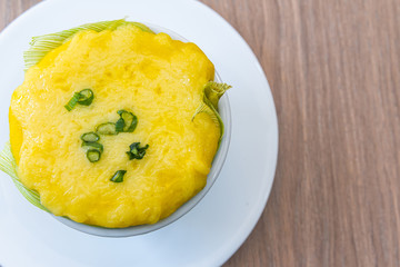 Chica doida, typical brazilian food on a wooden table - Corn Soup