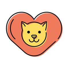 cute little cat mascot in heart