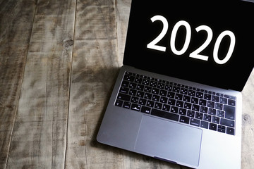 2020 Laptop on the wood table