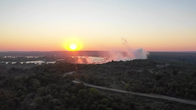 Victoria Falls Zimbabwe aerial sunrise