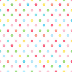 Colorful polka dots pattern on white background. © Jira