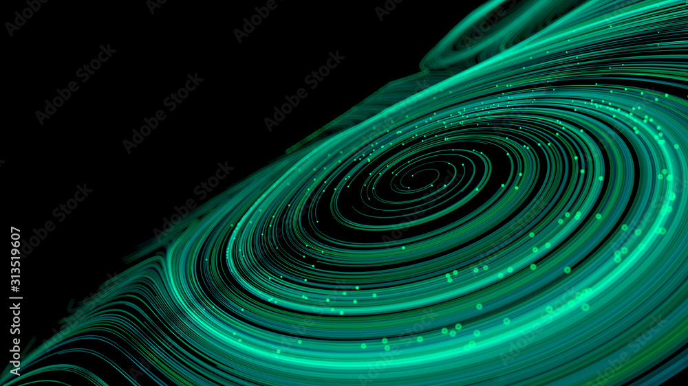 Poster 3d rendering of swirling particle lines