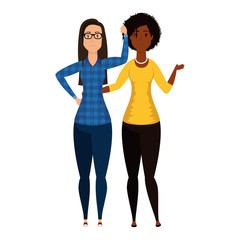 Obraz premium young interracial girls avatars characters