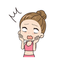 肌荒れにショックを受ける女性の斜めイラスト　上半身