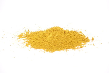 Curry powder on white background