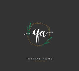 Handwritten initial letter Q A QA for identity and logo. Vector logo template with handwriting and signature style.