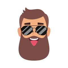 motorcyclist man with beard and sunglasses head