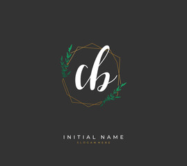 Handwritten initial letter C B CB for identity and logo. Vector logo template with handwriting and signature style.