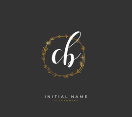 Handwritten initial letter C B CB for identity and logo. Vector logo template with handwriting and signature style.