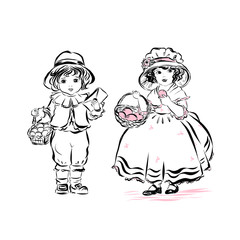 Vintage baby, children lifestyle, graphic line man, kid's silhouette, young people