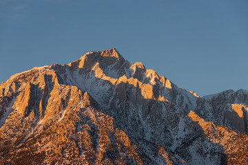 Glowing Lone Pine Peak and Mount Whitney Sunrise, Alabama Hills, Lone Pine, California	