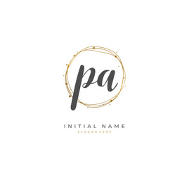 Handwritten initial letter P A PA for identity and logo. Vector logo template with handwriting and signature style.