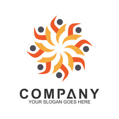 Obraz premium people community logo in circle shape,charity symbol,teamwork,friendship and social gathering icon