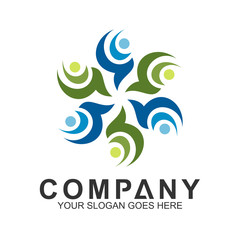 abstract people community logo design,family health care community symbol, human care and charity icon