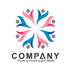 charity and community logo design template,health and care people group