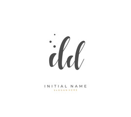 Handwritten initial letter D DD for identity and logo. Vector logo template with handwriting and signature style.
