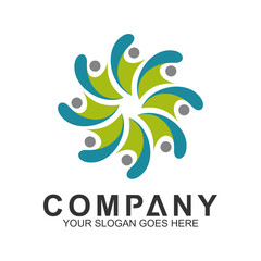 abstract people community in circle shape,charity symbol,teamwork and friendship icon, human care community logo vector