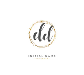Handwritten initial letter D DD for identity and logo. Vector logo template with handwriting and signature style.