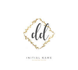 Handwritten initial letter D DD for identity and logo. Vector logo template with handwriting and signature style.