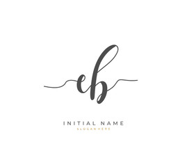 Handwritten initial letter E B EB for identity and logo. Vector logo template with handwriting and signature style.