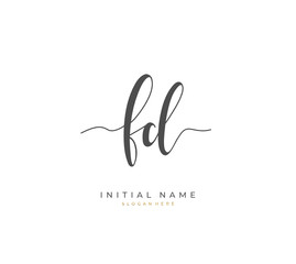 Handwritten initial letter F D FD for identity and logo. Vector logo template with handwriting and signature style.