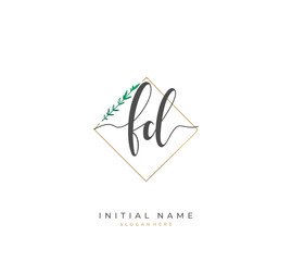Handwritten initial letter F D FD for identity and logo. Vector logo template with handwriting and signature style.
