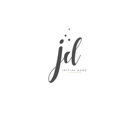 Handwritten initial letter J D JD for identity and logo. Vector logo template with handwriting and signature style.