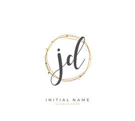 Handwritten initial letter J D JD for identity and logo. Vector logo template with handwriting and signature style.