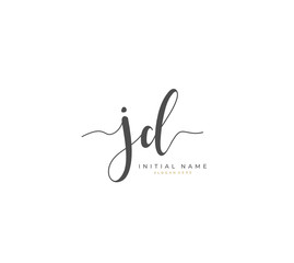 Handwritten initial letter J D JD for identity and logo. Vector logo template with handwriting and signature style.