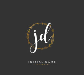 Handwritten initial letter J D JD for identity and logo. Vector logo template with handwriting and signature style.