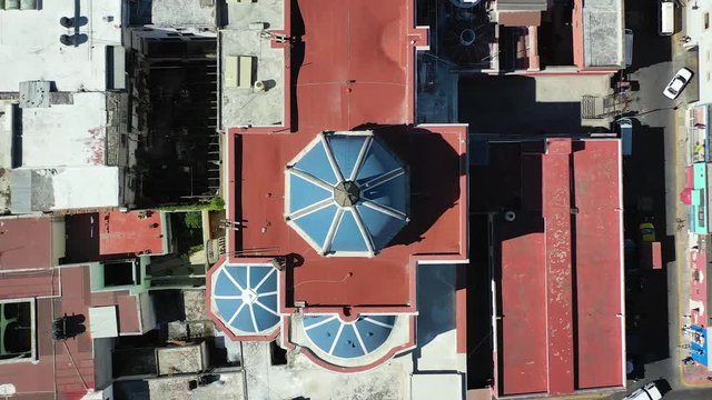 Aerial drone view of Tepic main square. 4K video.