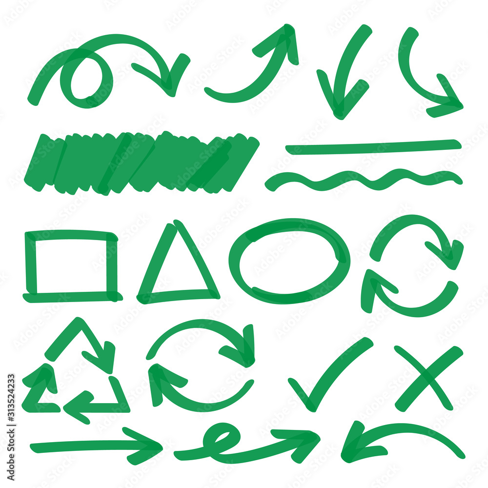 Aufkleber creative arrow design collection. arrows hand draw vector set, sketch design for business and web de