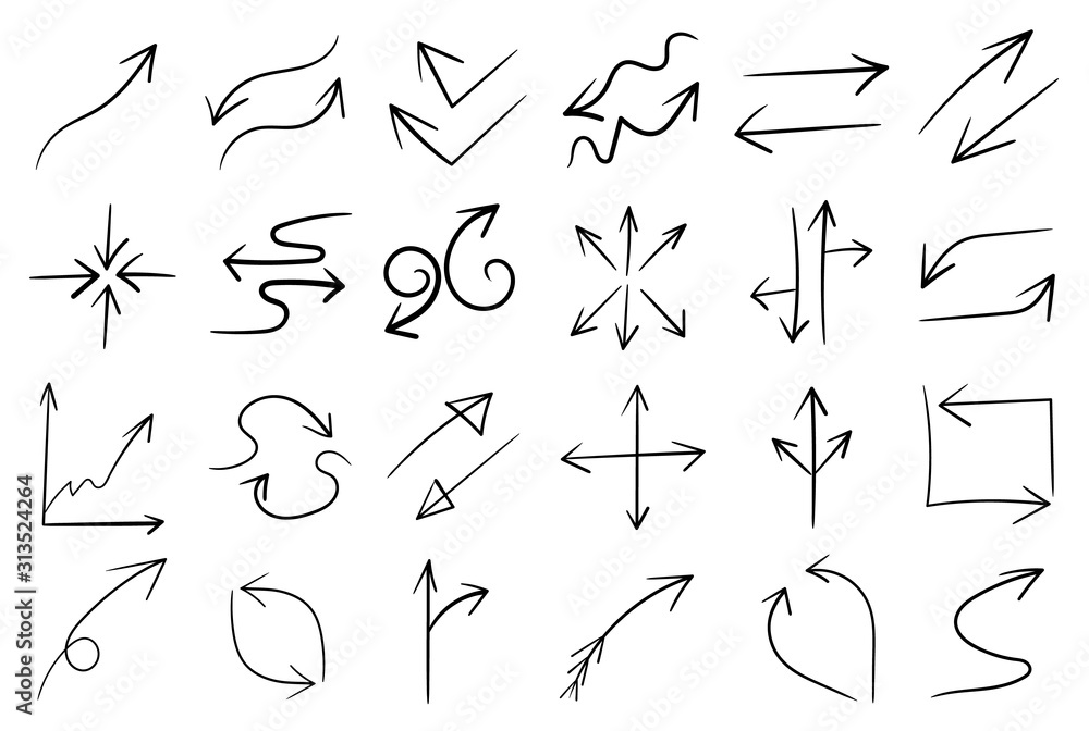 Aufkleber creative arrow design collection. arrows hand draw vector set, sketch design for business and web de