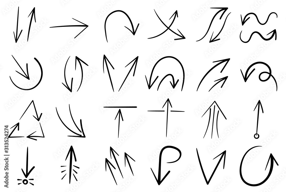 Aufkleber creative arrow design collection. arrows hand draw vector set, sketch design for business and web de