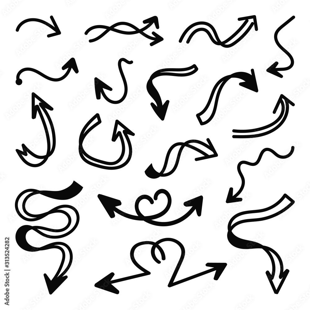 Aufkleber creative arrow design collection. arrows hand draw vector set, sketch design for business and web de