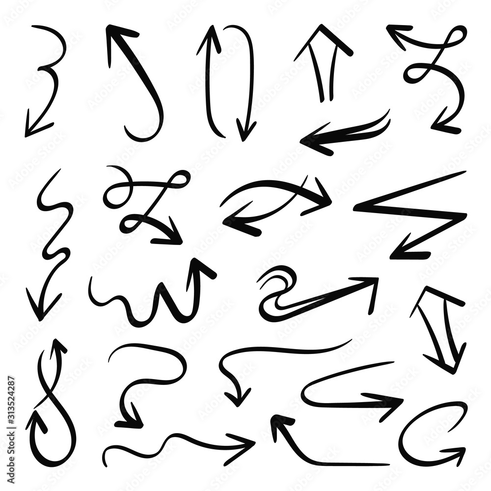 Aufkleber creative arrow design collection. arrows hand draw vector set, sketch design for business and web de