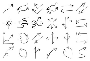 Creative Arrow design collection. Arrows hand draw vector set, Sketch design for business and Web design and application planing guide.