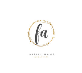 Handwritten initial letter F A FA for identity and logo. Vector logo template with handwriting and signature style.