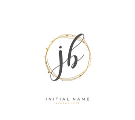 Handwritten initial letter J B JB for identity and logo. Vector logo template with handwriting and signature style.