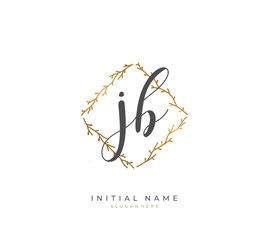 Handwritten initial letter J B JB for identity and logo. Vector logo template with handwriting and signature style.